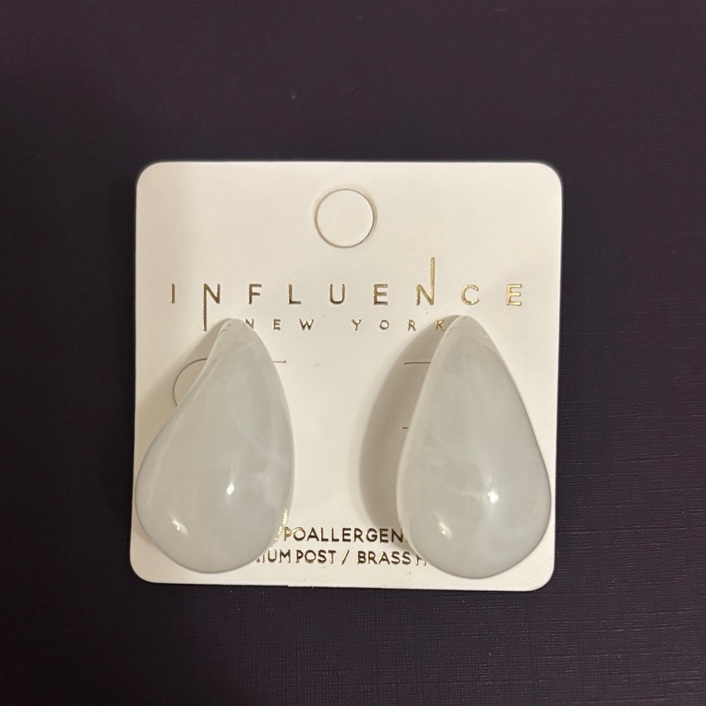 White Teardrop Earrings